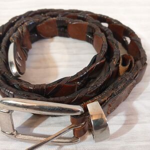 Braided Made In India Leather Belt With Brass Buckle ML